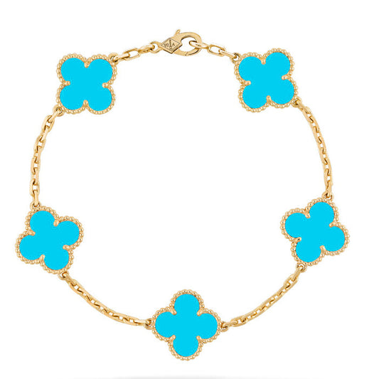 [ELAN LUXE]CLOVER 5 MOTIFS TURQUOISE BRACELET