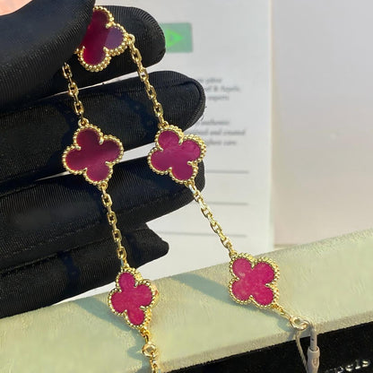 [ELAN LUXE]CLOVER 5 MOTIFS PINK ENAMEL BRACELET