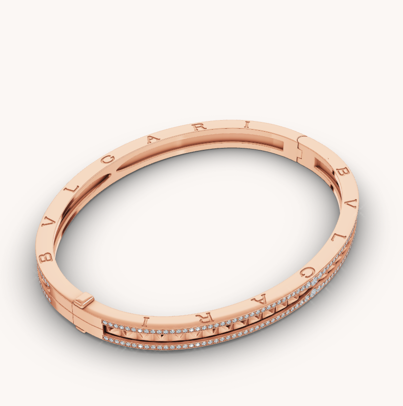 [ELAN LUXE]ZERO 1 SPIRAL AND PAVED DIAMOND PINK GOLD BRACELET