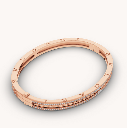 [ELAN LUXE]ZERO 1 SPIRAL AND PAVED DIAMOND PINK GOLD BRACELET