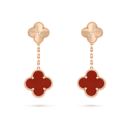 [ELAN LUXE]CLOVER 2 MOTIF  LASER CARNELIAN EARRINGS