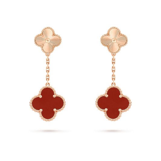 [ELAN LUXE]CLOVER 2 MOTIF  LASER CARNELIAN EARRINGS