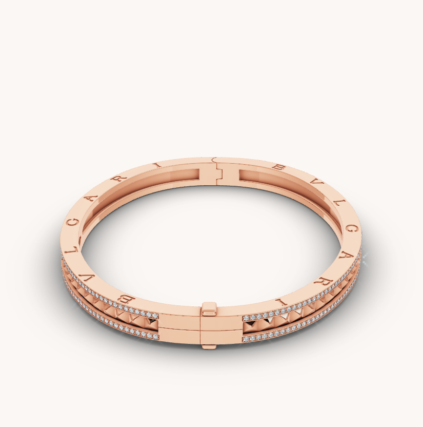 [ELAN LUXE]ZERO 1 SPIRAL AND PAVED DIAMOND PINK GOLD BRACELET