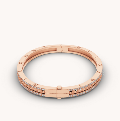 [ELAN LUXE]ZERO 1 SPIRAL AND PAVED DIAMOND PINK GOLD BRACELET