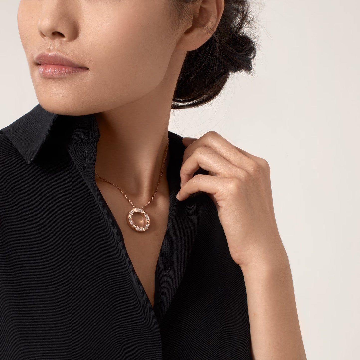 [ELAN LUXE]LOVE NECKLACE 16MM  FULL DIAMOND