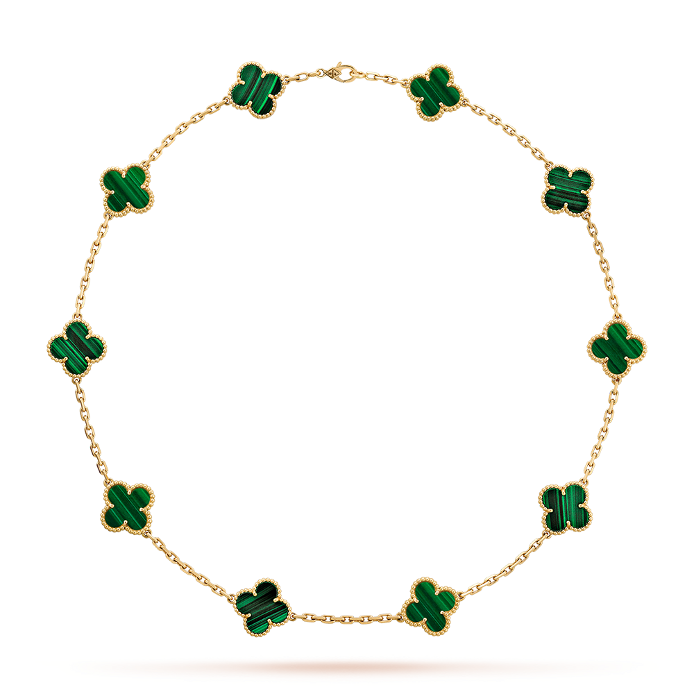 [ELAN LUXE]CLOVER 10 MOTIFS MALACHITE NECKLACE