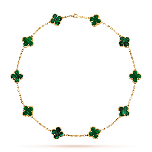 [ELAN LUXE]CLOVER 10 MOTIFS MALACHITE NECKLACE