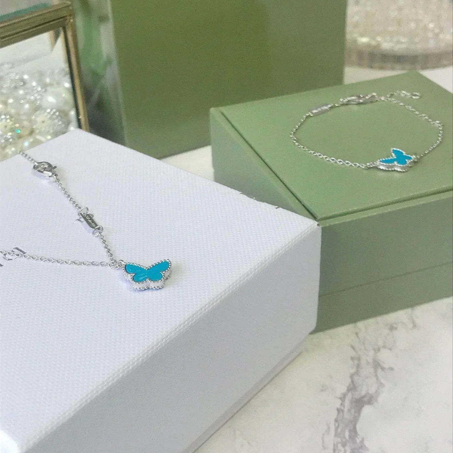 [ELAN LUXE]BUTTERFLY TURQUOISE BUTTERFLY BRACELET SILVER