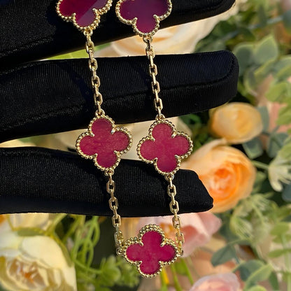 [ELAN LUXE]CLOVER 5 MOTIFS PINK ENAMEL BRACELET