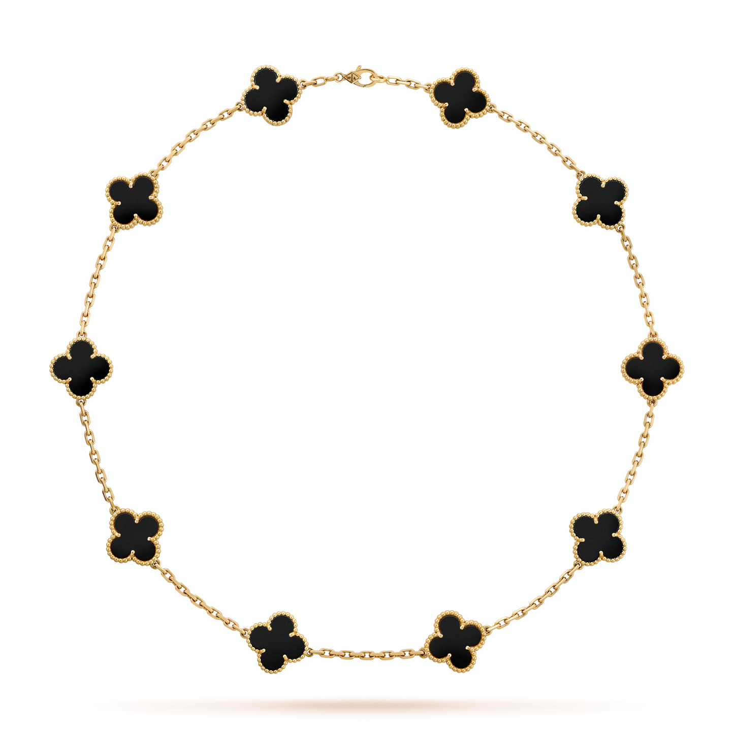 [ELAN LUXE]CLOVER 10 MOTIFS ONYX NECKLACE