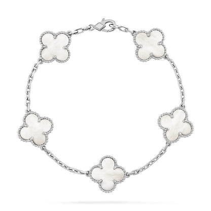 [ELAN LUXE]CLOVER WHITE PEARL MOP 5 MOTIF BRACELET COLLECTION