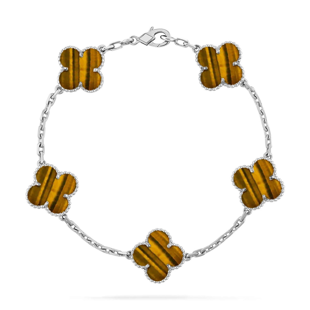[ELAN LUXE] CLOVER 5 MOTIFS TIGER EYE BRACELET COLLECTION