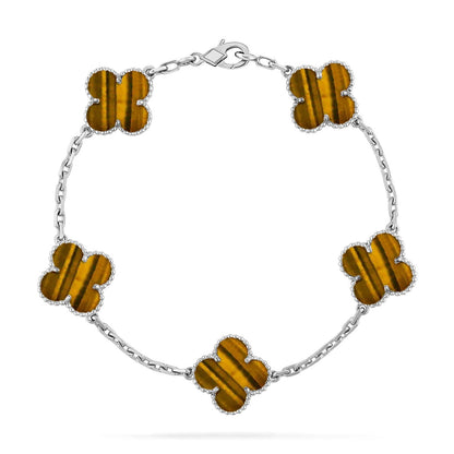 [ELAN LUXE] CLOVER 5 MOTIFS TIGER EYE BRACELET COLLECTION