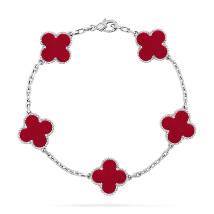 [ELAN LUXE] CLOVER 5 MOTIF RED CORNELIAN BRACELET COLLECTION