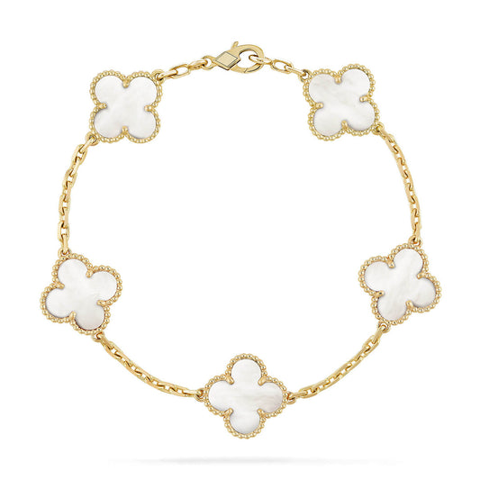 [ELAN LUXE]CLOVER WHITE PEARL MOP 5 MOTIF BRACELET COLLECTION
