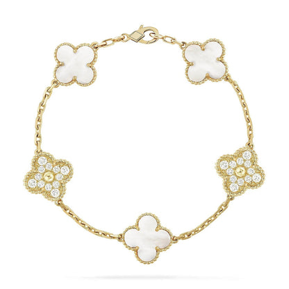 [ELAN LUXE]CLOVER WHITE PEARL MOP 5 MOTIF BRACELET COLLECTION