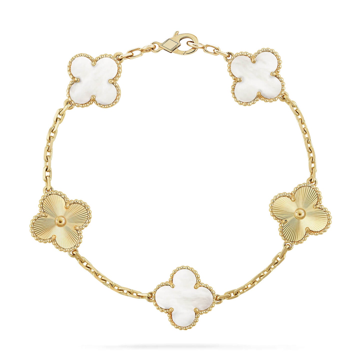 [ELAN LUXE]CLOVER WHITE PEARL MOP 5 MOTIF BRACELET COLLECTION