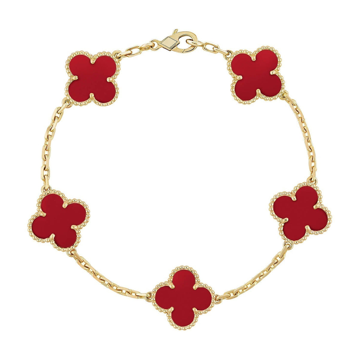 [ELAN LUXE] CLOVER 5 MOTIF RED CORNELIAN BRACELET COLLECTION