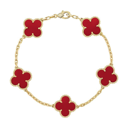 [ELAN LUXE] CLOVER 5 MOTIF RED CORNELIAN BRACELET COLLECTION