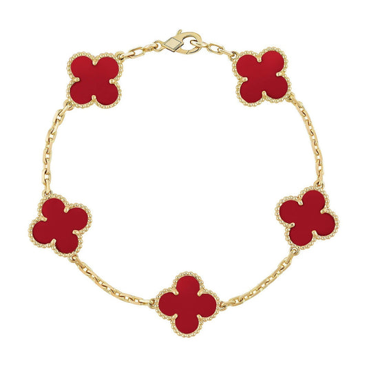 [ELAN LUXE] CLOVER 5 MOTIF RED CORNELIAN BRACELET COLLECTION
