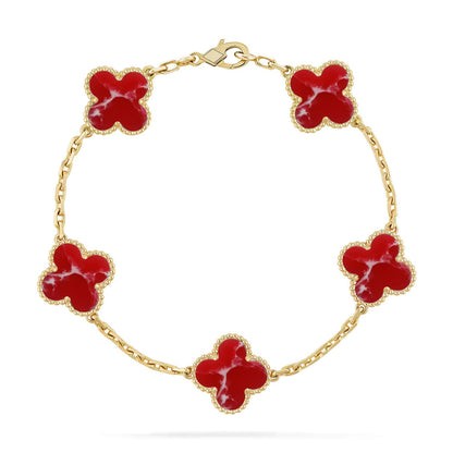 [ELAN LUXE]CLOVER 5 MOTIF RED PATTERN BRACELET COLLECTION