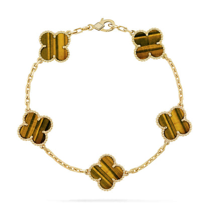 [ELAN LUXE] CLOVER 5 MOTIFS TIGER EYE BRACELET COLLECTION
