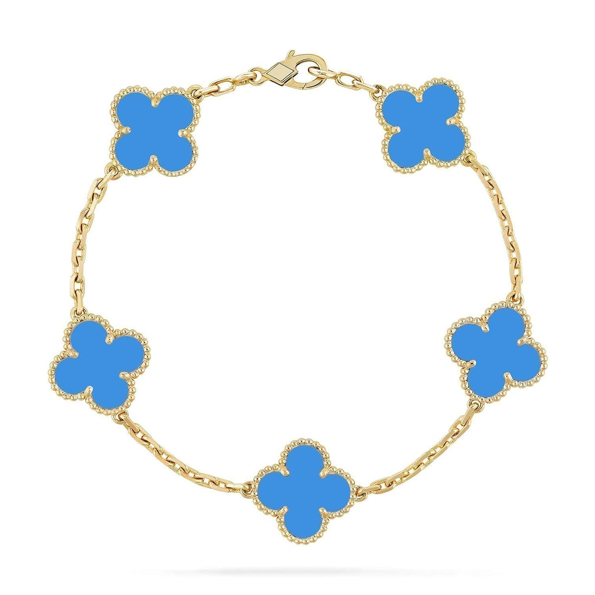 [ELAN LUXE] CLOVER 5 MOTIF BLUE AGATE BRACELET COLLECTION