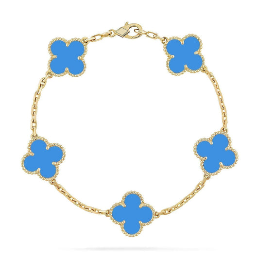 [ELAN LUXE] CLOVER 5 MOTIF BLUE AGATE BRACELET COLLECTION