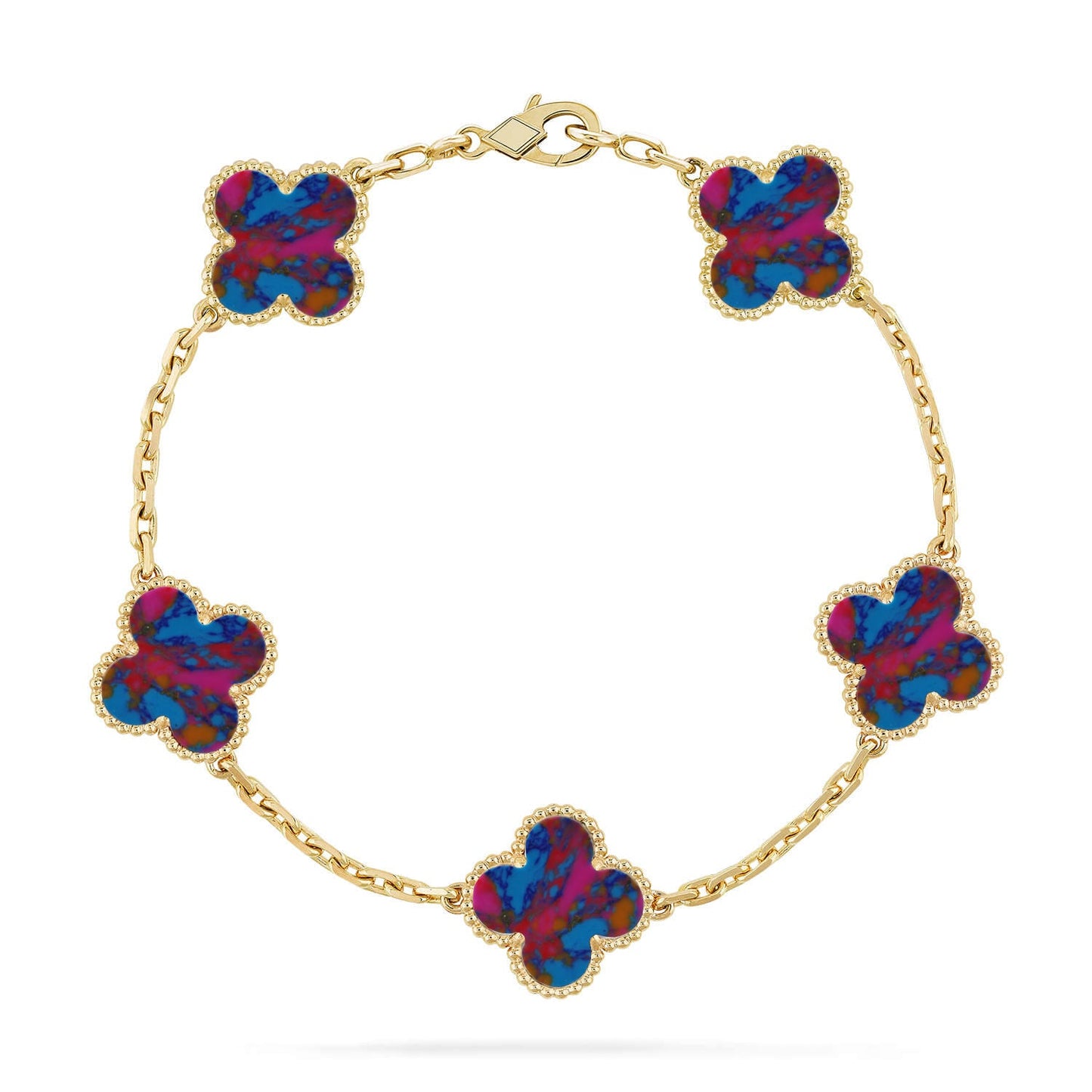 [ELAN LUXE]CLOVER 5 MOTIF COLOR GEMSTONES BRACELET COLLECTION