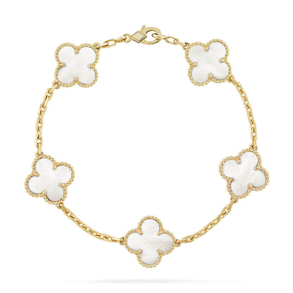 [ELAN LUXE]CLOVER WHITE PEARL MOP 5 MOTIF BRACELET COLLECTION