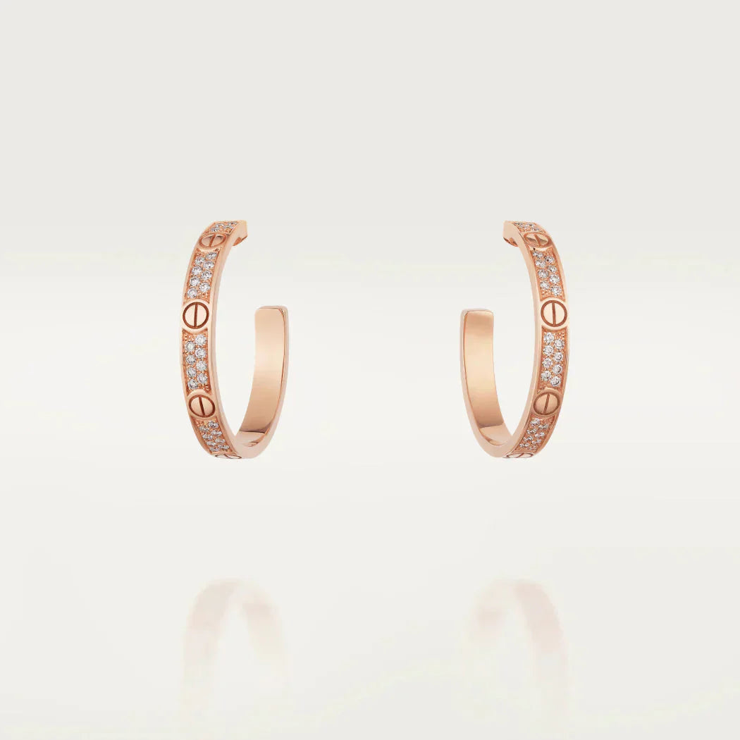 [ELAN LUXE]LOVE DIAMOND PINK GOLD HOOP EARRINGS