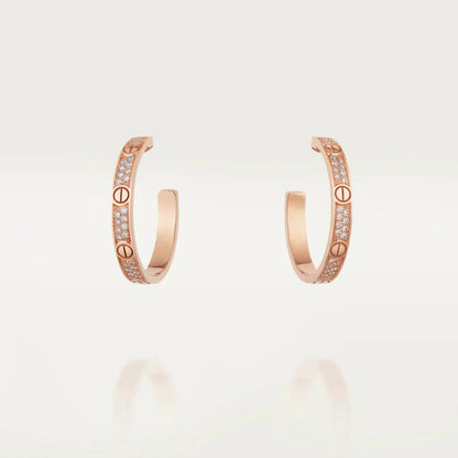 [ELAN LUXE]LOVE DIAMOND PINK GOLD HOOP EARRINGS
