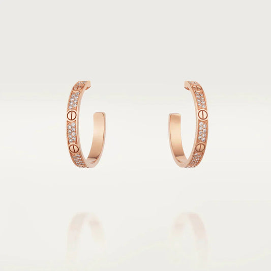 [ELAN LUXE]LOVE DIAMOND PINK GOLD HOOP EARRINGS