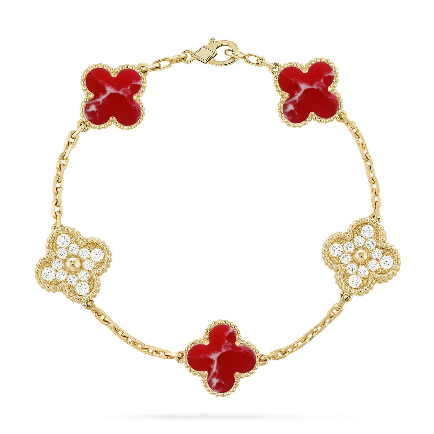 [ELAN LUXE]CLOVER 5 MOTIF RED PATTERN BRACELET COLLECTION