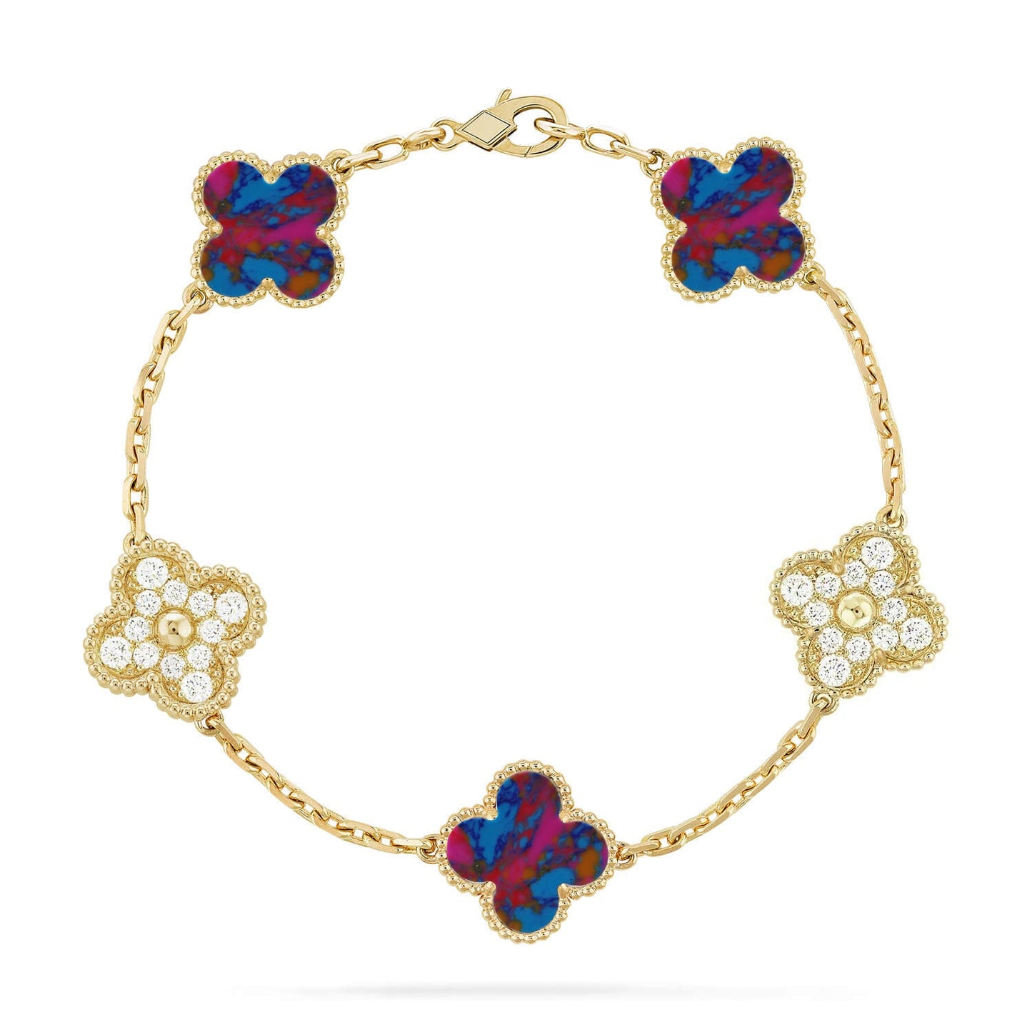 [ELAN LUXE]CLOVER 5 MOTIF COLOR GEMSTONES BRACELET COLLECTION