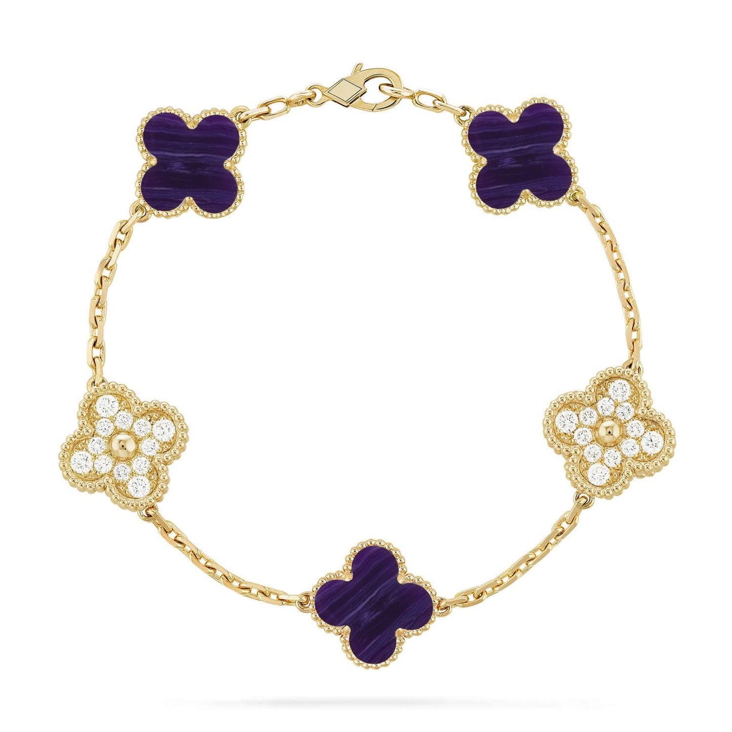 [ELAN LUXE]CLOVER 5 MOTIF PURPLE STRIPES BRACELET COLLECTION