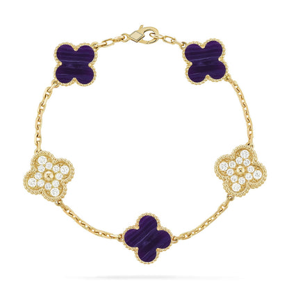 [ELAN LUXE]CLOVER 5 MOTIF PURPLE STRIPES BRACELET COLLECTION