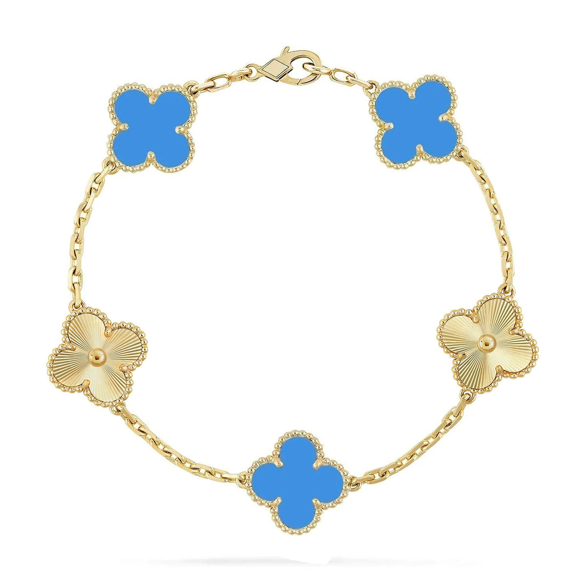 [ELAN LUXE] CLOVER 5 MOTIF BLUE AGATE BRACELET COLLECTION
