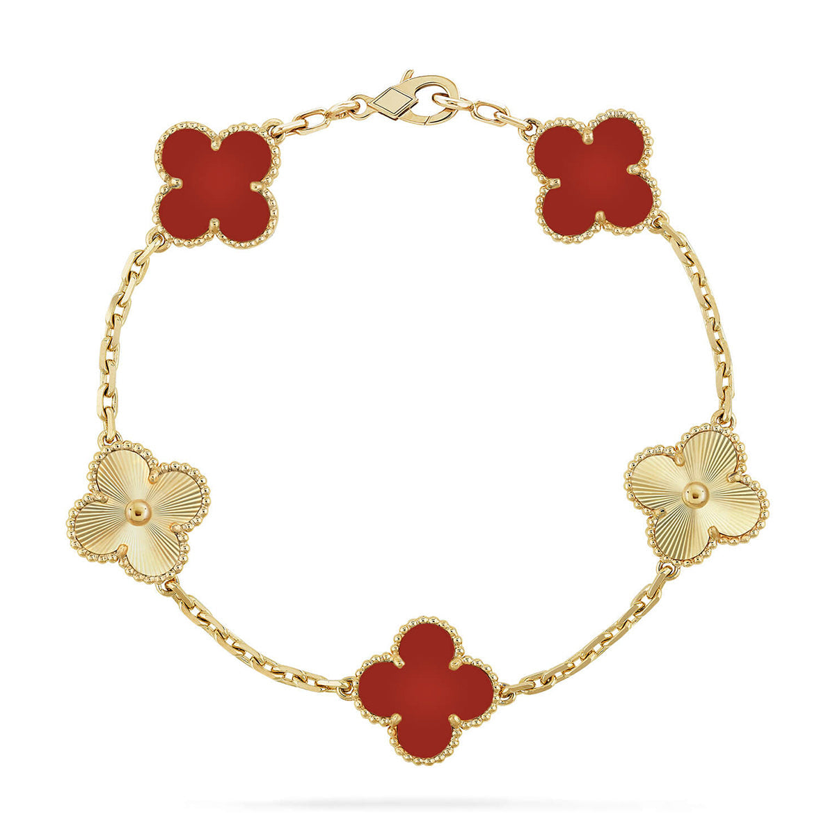 [ELAN LUXE] CLOVER 5 MOTIF RED CORNELIAN BRACELET COLLECTION