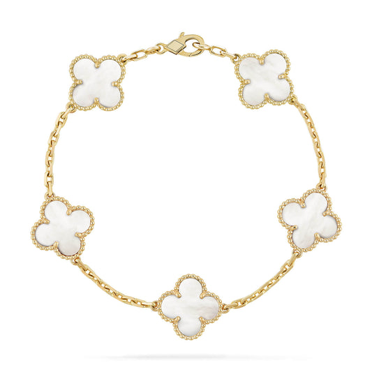 [ELAN LUXE]CLOVER  5 MOTIF WHITE MOP BRACELET
