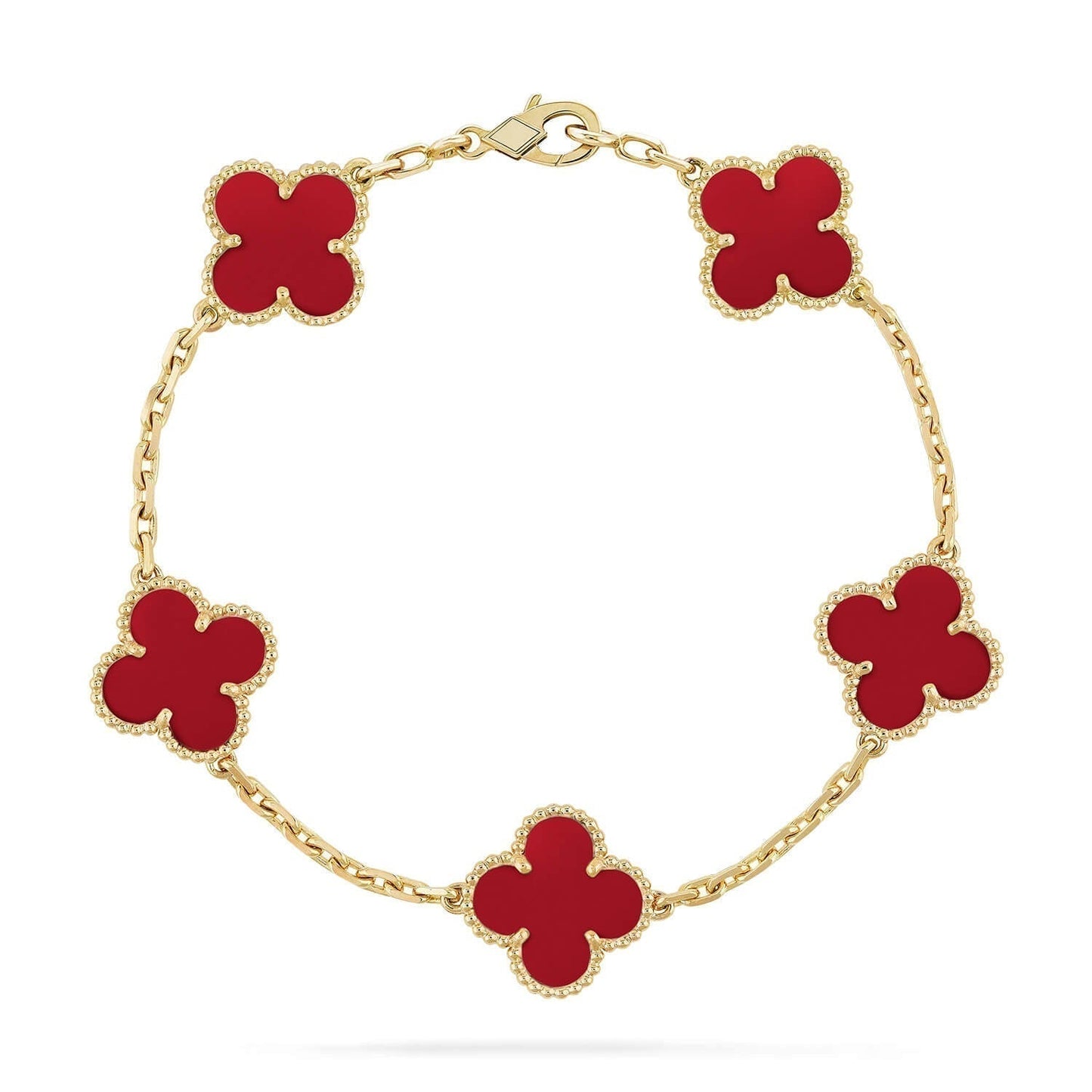 [ELAN LUXE]CLOVER 5 MOTIFS RED AGATE  BRACELET