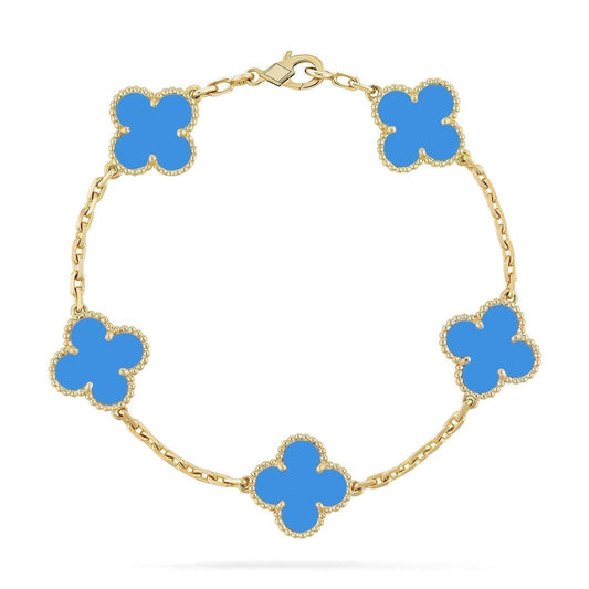 [ELAN LUXE]CLOVER 5 MOTIFS BLUE AGATE BRACELET