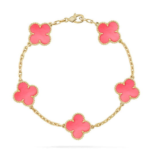 [ELAN LUXE]CLOVER 5 PINK MOP BRACELET