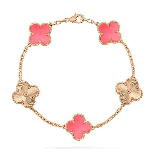 [ELAN LUXE]CLOVER BRACELET 5 MOTIF PINK AND PINK GOLD