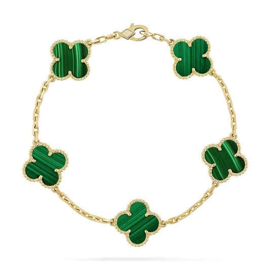 [ELAN LUXE]CLOVER 5 MOTIFS MALACHITE BRACELET