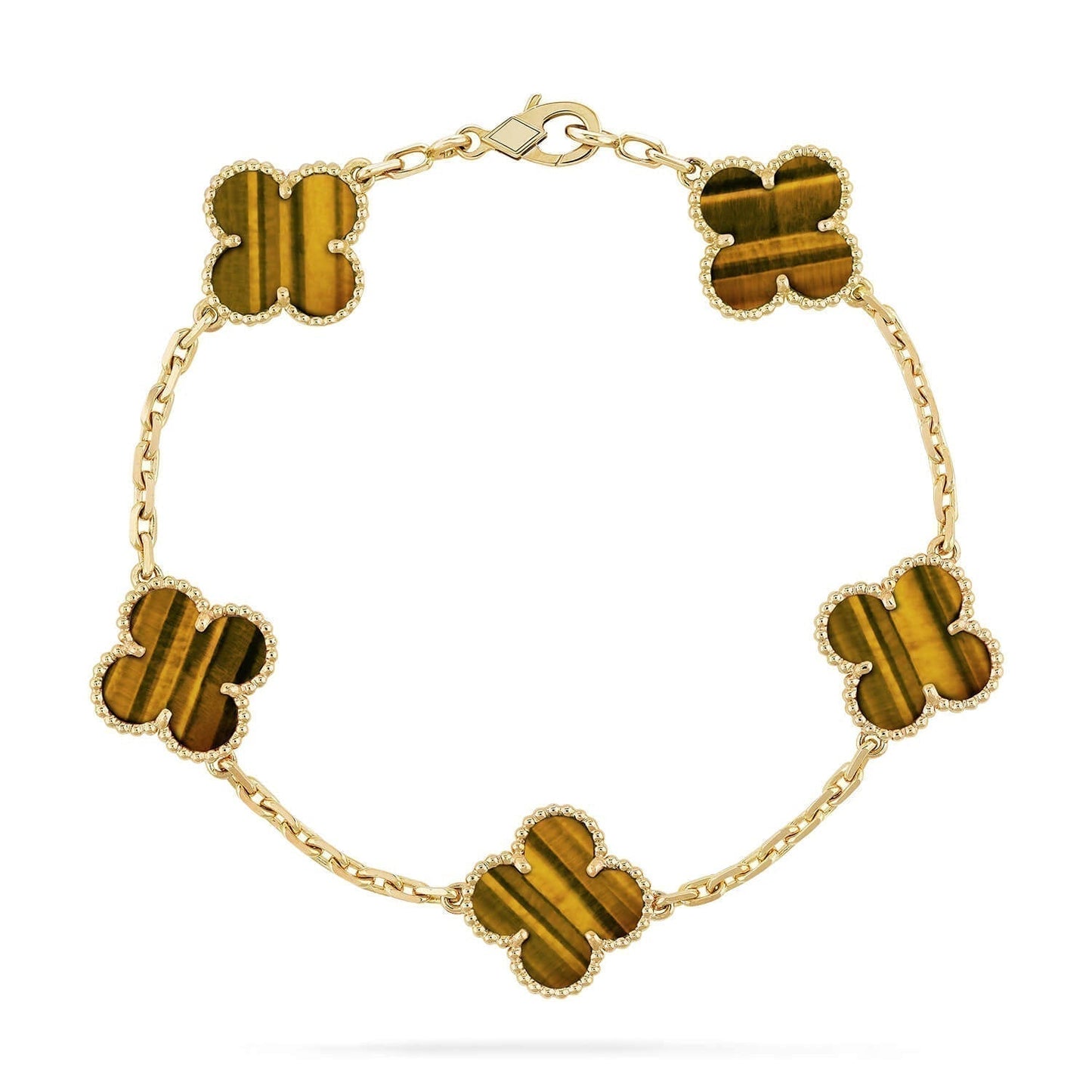 [ELAN LUXE]CLOVER  5 MOTIFS TIGER EYE BRACELET