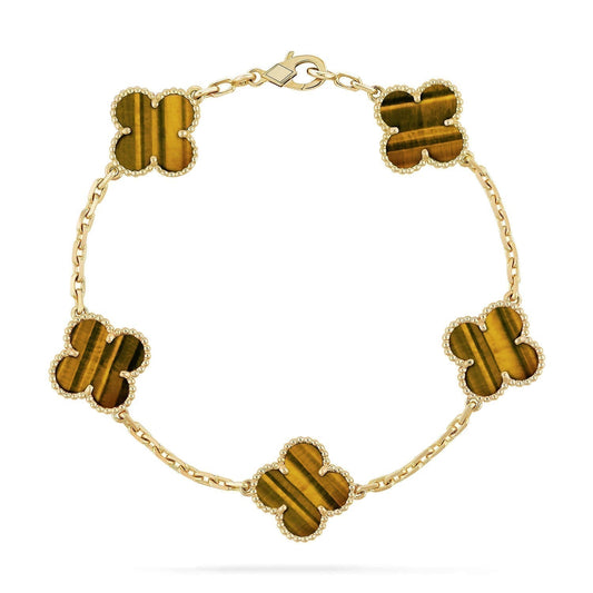 [ELAN LUXE]CLOVER  5 MOTIFS TIGER EYE BRACELET