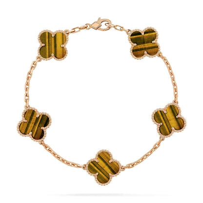 [ELAN LUXE]CLOVER  5 MOTIFS TIGER EYE BRACELET
