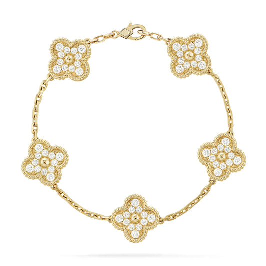 [ELAN LUXE]CLOVER 5 MOTIFS  FULL DIAMOND BRACELET
