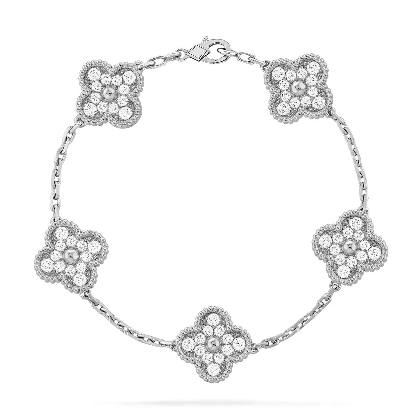[ELAN LUXE]CLOVER 5 MOTIFS  DIAMOND BRACELET SILVER